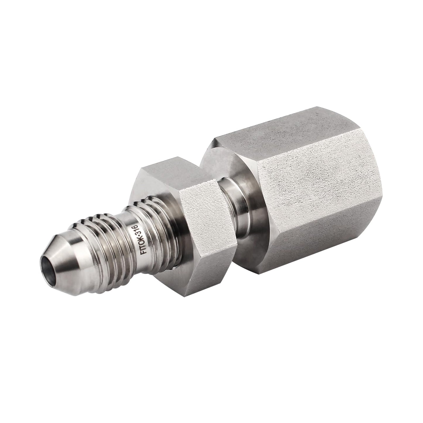 FITOK 37 Degree Flared Tube Fitting 1/4" Male JIC x 1/4" Female NPT Bulkhead Female Connector 316 Stainless Steel