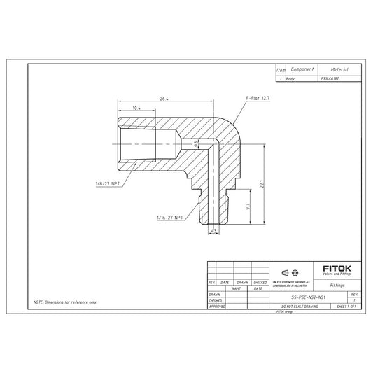 FITOK 316 Stainless Steel 90° Street Elbow Female NPT x Male NPT