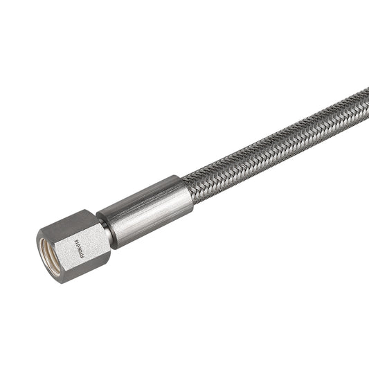 FITOK PTFE-Lined Stainless Steel Braided Hose 1/4" Nominal Hose Size 1/4" Female JIC 37° Flare Swivel 316 SS End Connections 3000 psi Chemically Compatible