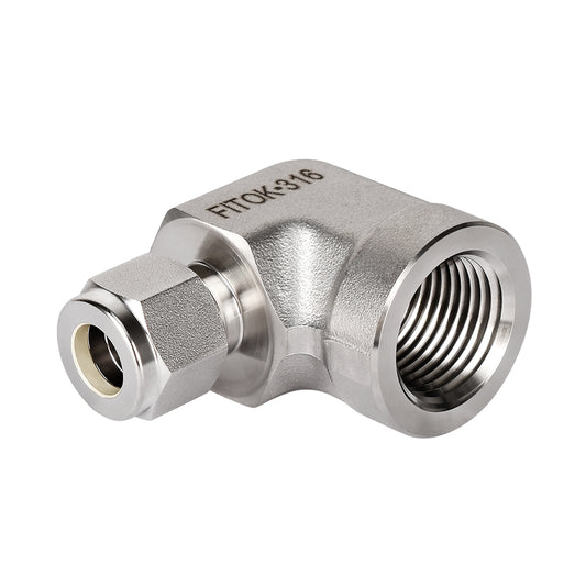 FITOK 316 Stainless Steel Compression Tube Fitting Female Elbow Tube OD x Female NPT