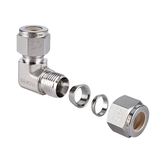 FITOK 316 Stainless Steel Compression Tube Fitting Reducing Union Elbow x Tube OD