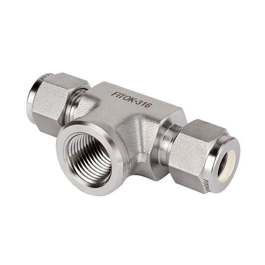FITOK 316 Stainless Steel Compression Fitting Female Branch Tee Tube OD x Tube OD x Female NPT