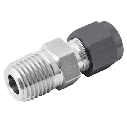 FITOK 316 SS Thermocouple Connector Bored Through 1/2" Tube OD × 1/2" Male NPT Single Ferrule Black Molybdenum Disulfide (MoS?) Coated Nut, SS-TCM-SFL8-NS8