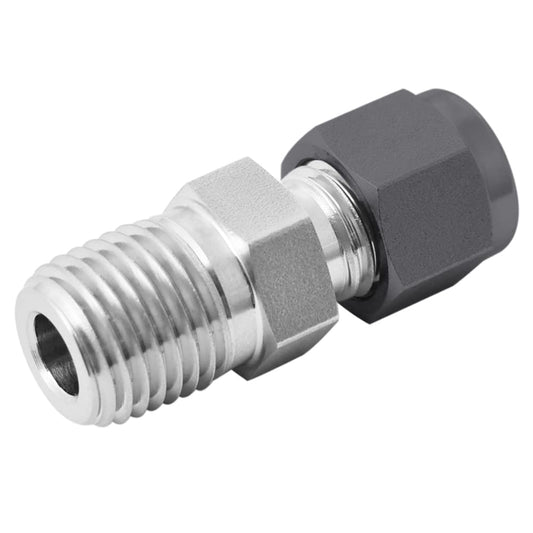 FITOK 316 SS Thermocouple Connector Bored Through 1/2" Tube OD × 1/2" Male NPT Single Ferrule Black Molybdenum Disulfide (MoS?) Coated Nut, SS-TCM-SFL8-NS8