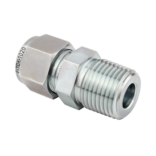FITOK Tube OD × Male NPT Zinc Plated Carbon Steel Compression Tube Fitting with Double Ferrules Male Connector