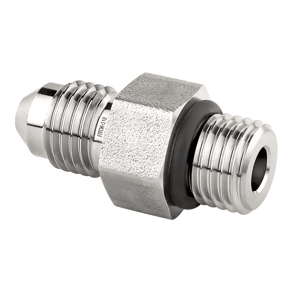 FITOK 37° Flared Tube Fitting Male JIC × Male SAE/MS Straight Thread, 316 Stainless Steel