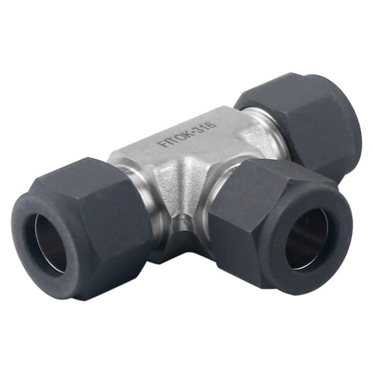 FITOK 316 Stainless Steel Single Ferrule Compression Tube Fitting Union Tee 1/4" Tube OD, SS-TTT-SFL4
