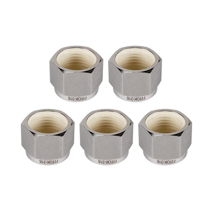 FITOK 316 Stainless Steel Compression Tube Fitting Component Sets (5-Pack Nuts / 10-Pack Ferrule Sets)