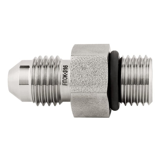 FITOK 37° Flared Tube Fitting Male JIC × Male SAE/MS Straight Thread, 316 Stainless Steel