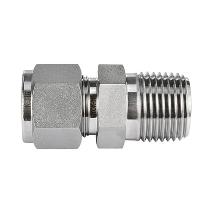 FITOK 316 SS Thermocouple Connector Bored Through 1/2" Tube OD × 1/2" Male NPT Single Ferrule Black Molybdenum Disulfide (MoS?) Coated Nut, SS-TCM-SFL8-NS8