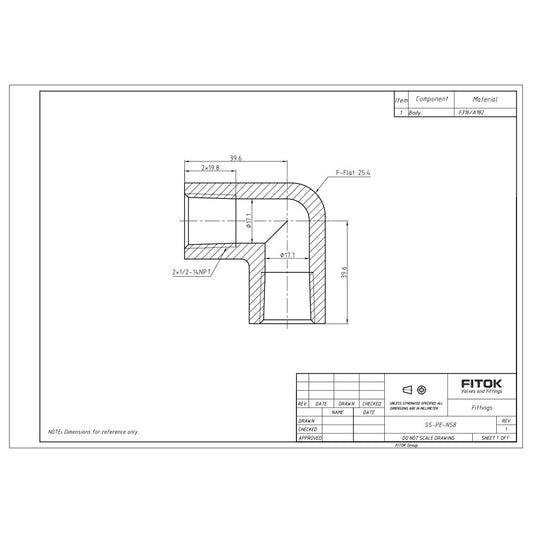 FITOK 316 Stainless Steel Pipe Fitting 90 Degree Elbow Female NPT