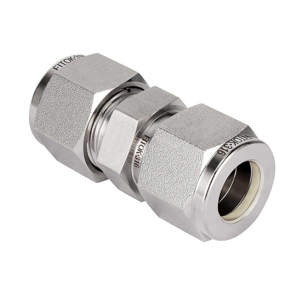 FITOK 316 Stainless Steel Compression Tube Fitting Straight Union Tube OD
