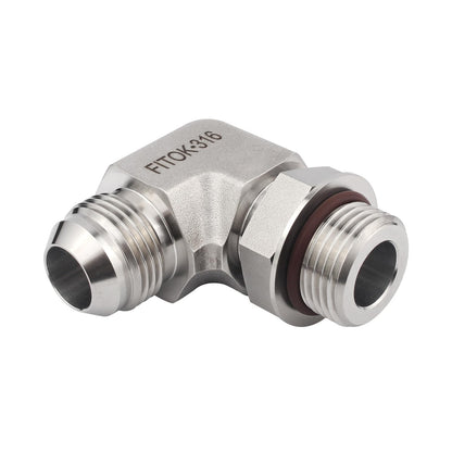 FITOK 37° Flared Tube Fitting Positionable Elbow Male JIC × Male SAE/MS Straight Thread, 316 Stainless Steel