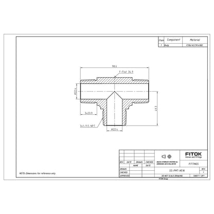 FITOK 316 Stainless Steel Instrumentation Pipe Fitting Tee Male NPT