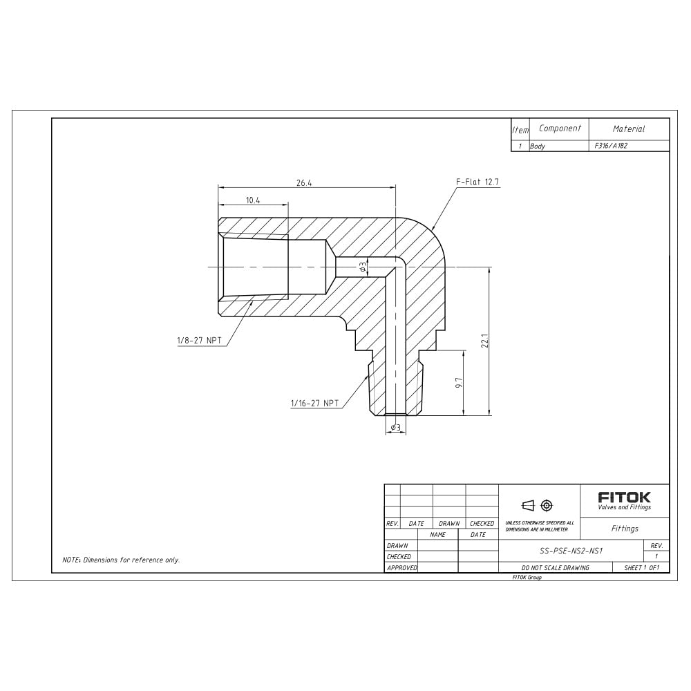 FITOK 316 Stainless Steel 90° Street Elbow Female NPT x Male NPT