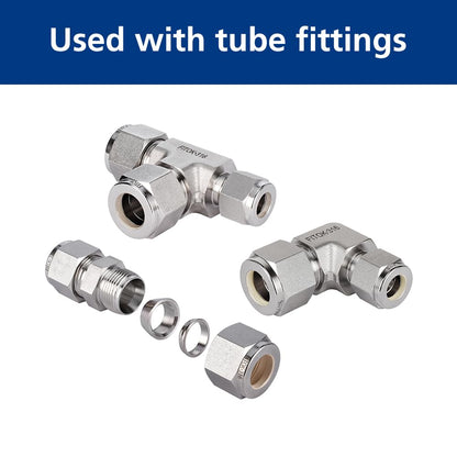 FITOK 316 Stainless Steel Compression Tube Fitting Component Sets (5-Pack Nuts / 10-Pack Ferrule Sets)
