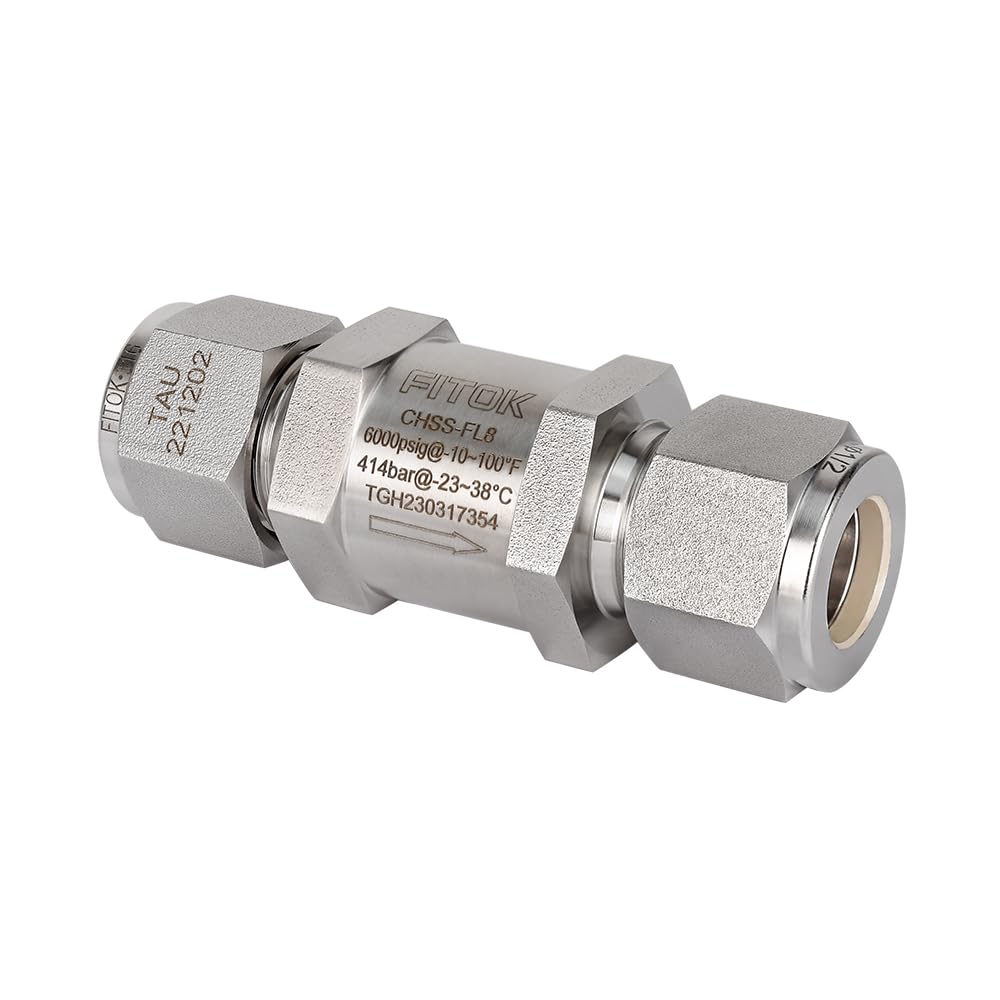FITOK 316 Stainless Steel Poppet Check Valve Tube Fitting FKM O-Ring