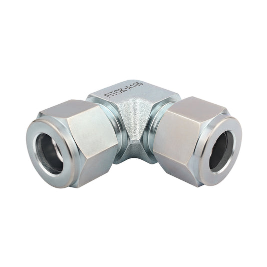 FITOK Tube OD Zinc Plated Carbon Steel Compression Tube Fitting with Double Ferrules 90° Union Elbow