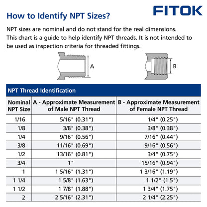 FITOK 316 Stainless Steel Pipe Fitting Adapter Female NPT x Male NPT