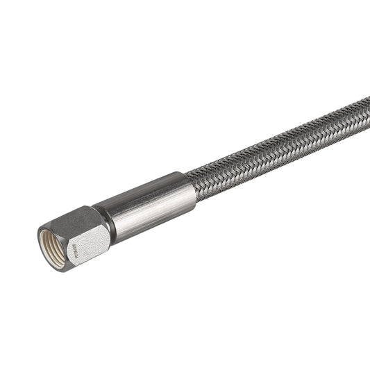 FITOK PTFE-Lined Stainless Steel Braided Hose 3/8" Nominal Hose Size 3/8" Female JIC 37° Flare Swivel 316 SS End Connections 2500 psi Chemically Compatible