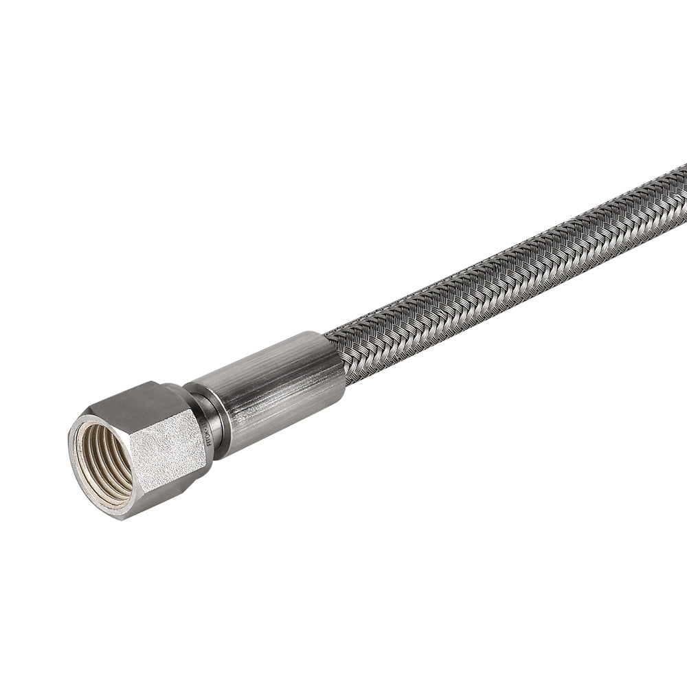 FITOK PTFE-Lined Stainless Steel Braided Hose 3/4" Nominal Hose Size 3/4" Female JIC 37° Flare Swivel 316 SS End Connections 1500 psi Chemically Compatible