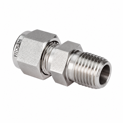 FITOK 316 SS Bored-Through Male Connector, OD x Male NPT