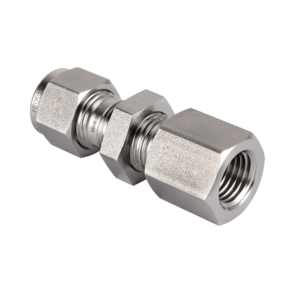 FITOK 316 Stainless Steel Bulkhead Connector Tube OD x Female NPT Compression Fitting