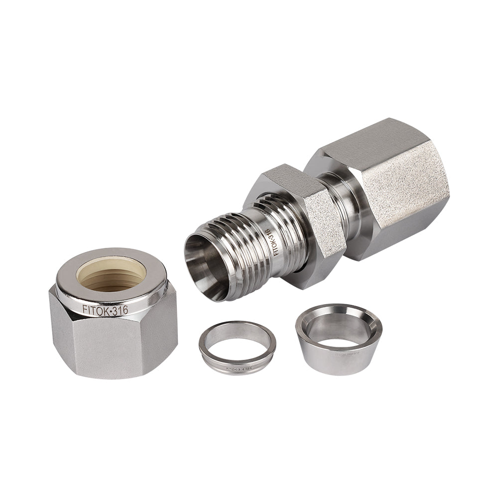 FITOK 316 Stainless Steel Bulkhead Connector Tube OD x Female NPT Compression Fitting