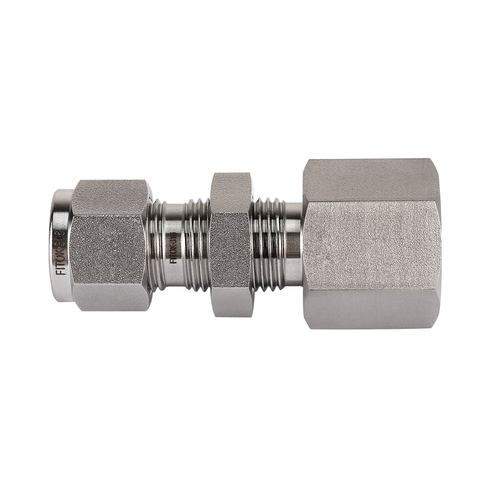 FITOK 316 Stainless Steel Bulkhead Connector Tube OD x Female NPT Compression Fitting