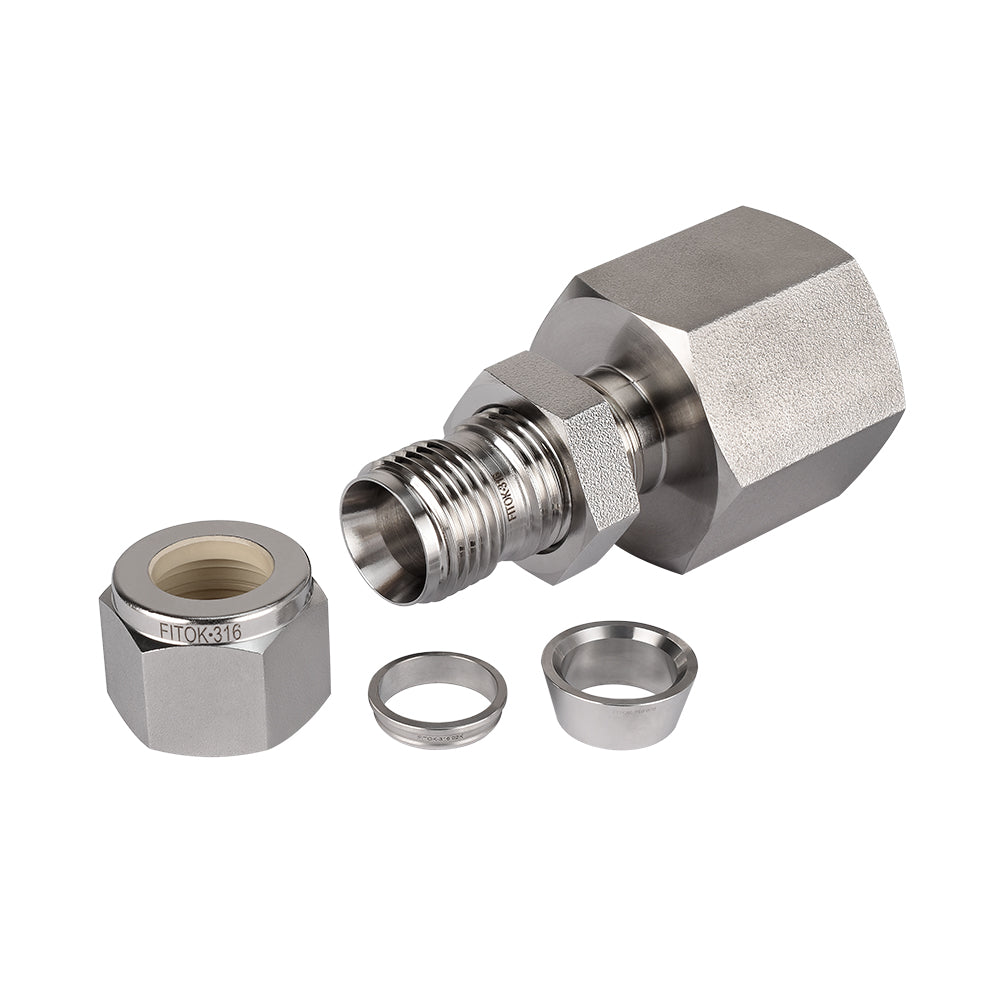 FITOK 316 Stainless Steel Bulkhead Connector Tube OD x Female NPT Compression Fitting