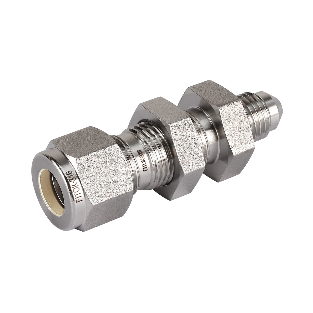 FITOK 316 Stainless Steel Bulkhead Connector Tube OD x Male JIC 37° Flare