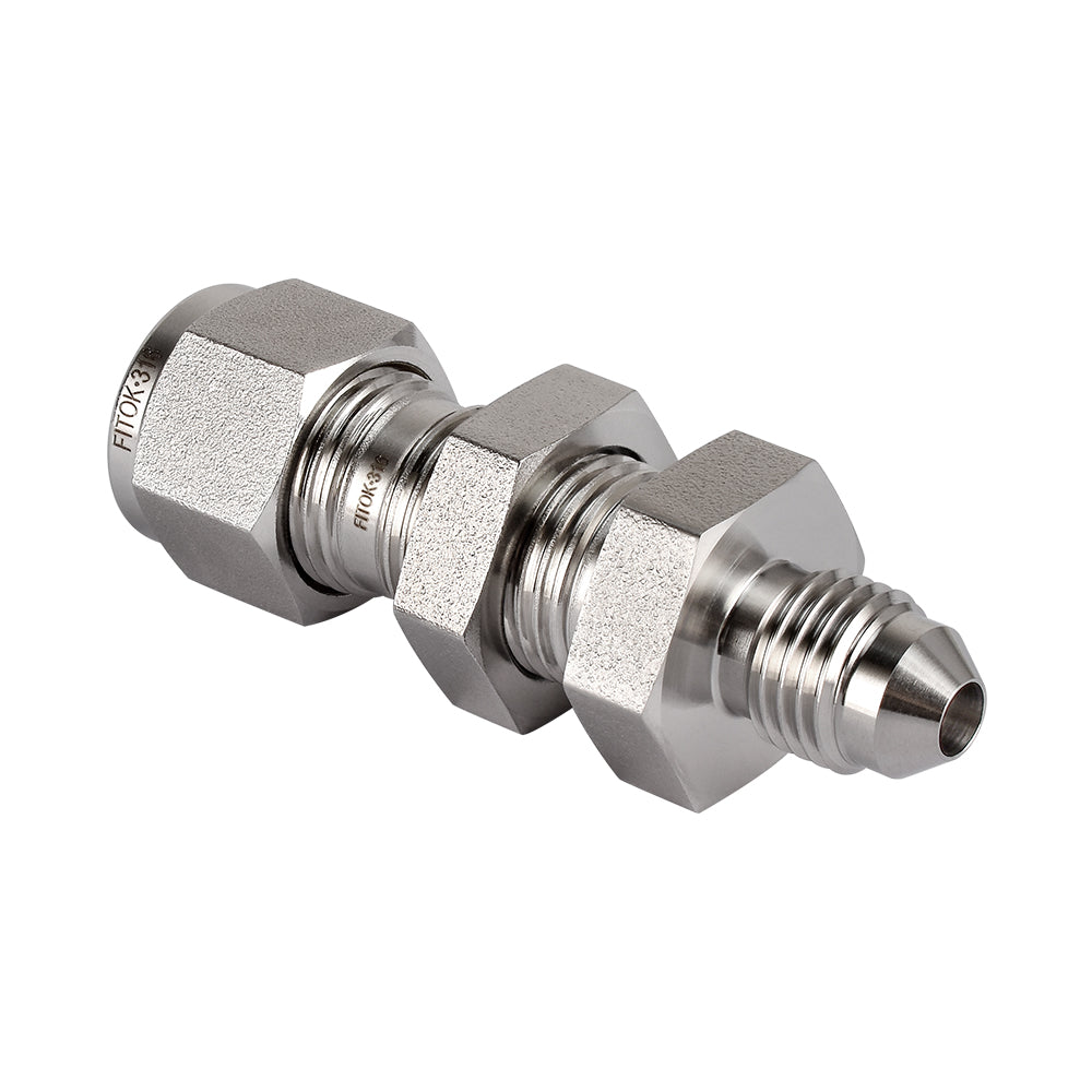 FITOK 316 Stainless Steel Bulkhead Connector Tube OD x Male JIC 37° Flare