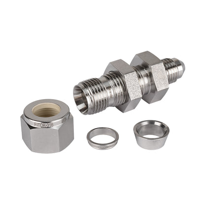 FITOK 316 Stainless Steel Bulkhead Connector Tube OD x Male JIC 37° Flare
