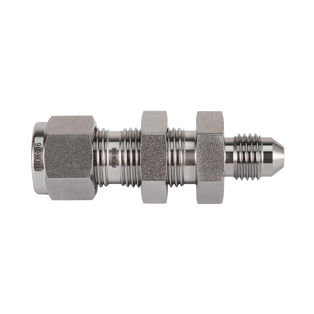 FITOK 316 Stainless Steel Bulkhead Connector Tube OD x Male JIC 37° Flare
