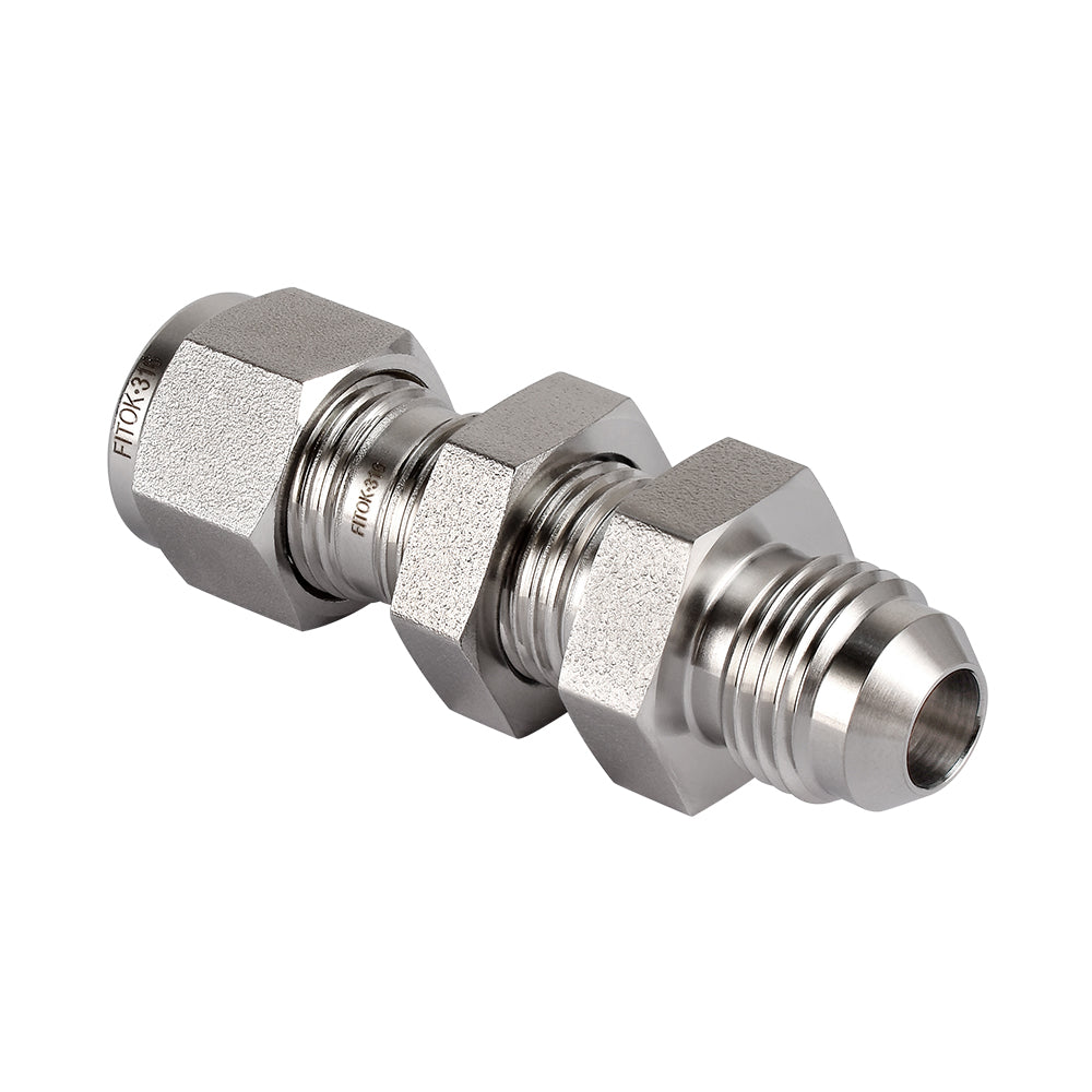 FITOK 316 Stainless Steel Bulkhead Connector Tube OD x Male JIC 37° Flare