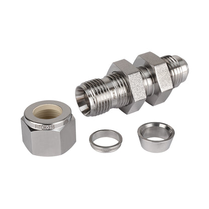 FITOK 316 Stainless Steel Bulkhead Connector Tube OD x Male JIC 37° Flare