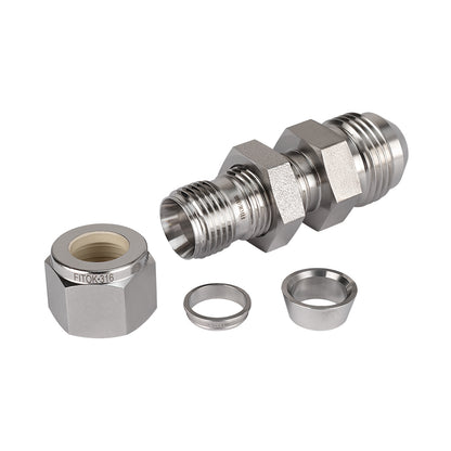 FITOK 316 Stainless Steel Bulkhead Connector Tube OD x Male JIC 37° Flare