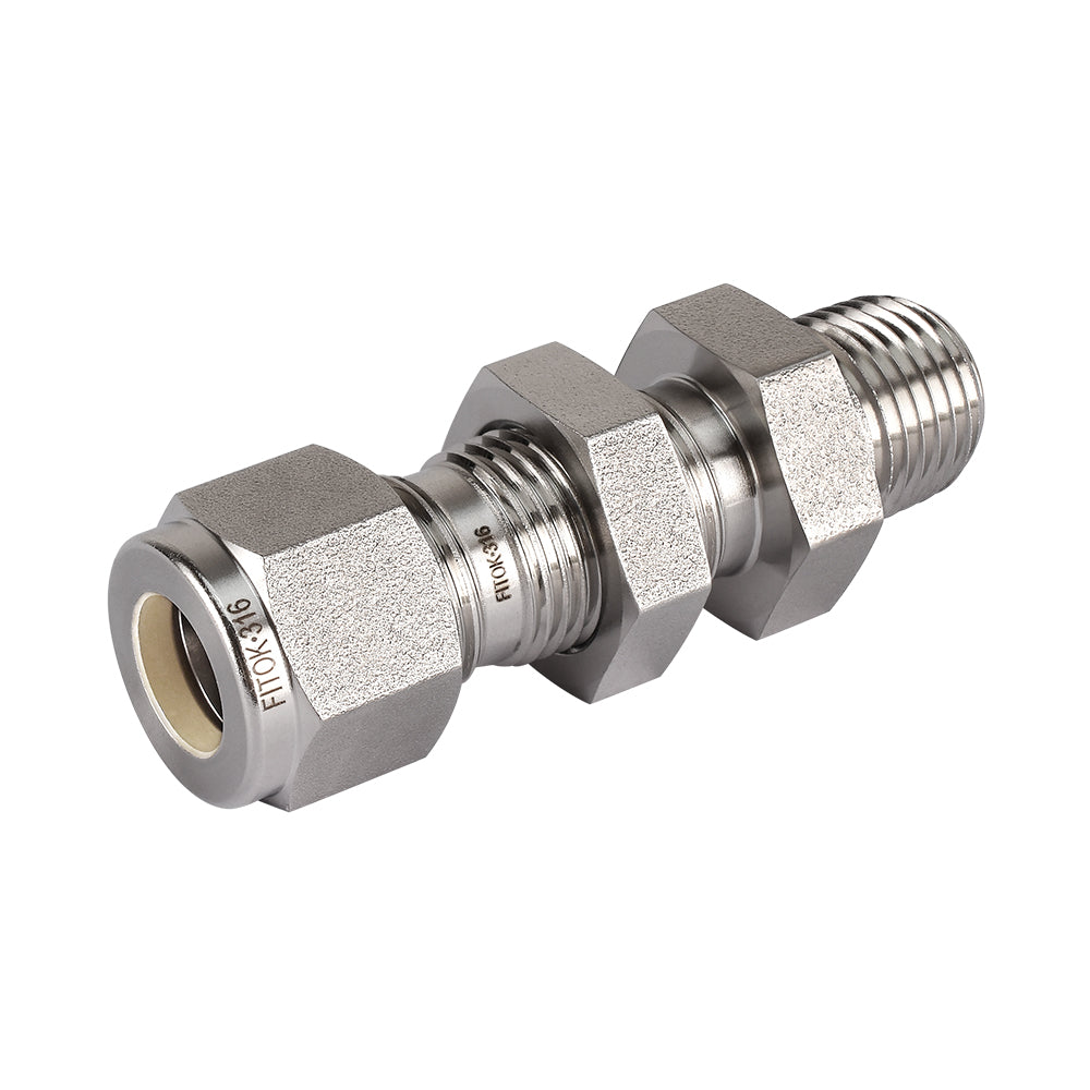 FITOK 316 Stainless Steel Bulkhead Connector Tube OD x Male NPT Compression Fitting