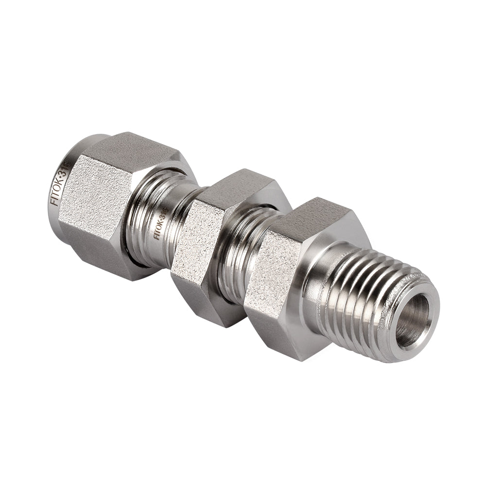 FITOK 316 Stainless Steel Bulkhead Connector Tube OD x Male NPT Compression Fitting
