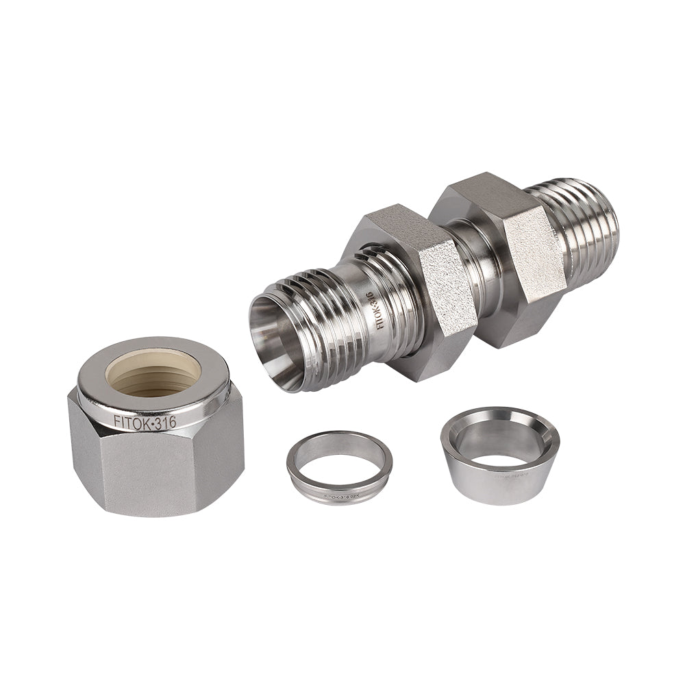 FITOK 316 Stainless Steel Bulkhead Connector Tube OD x Male NPT Compression Fitting