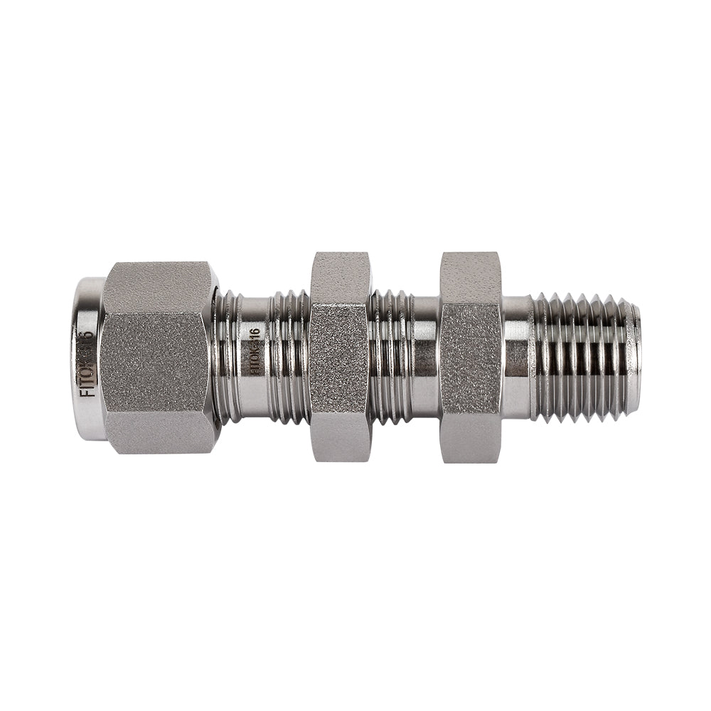 FITOK 316 Stainless Steel Bulkhead Connector Tube OD x Male NPT Compression Fitting
