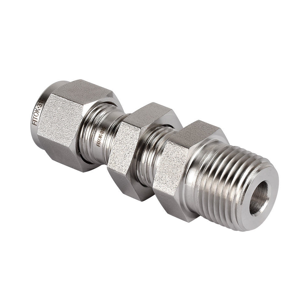 FITOK 316 Stainless Steel Bulkhead Connector Tube OD x Male NPT Compression Fitting