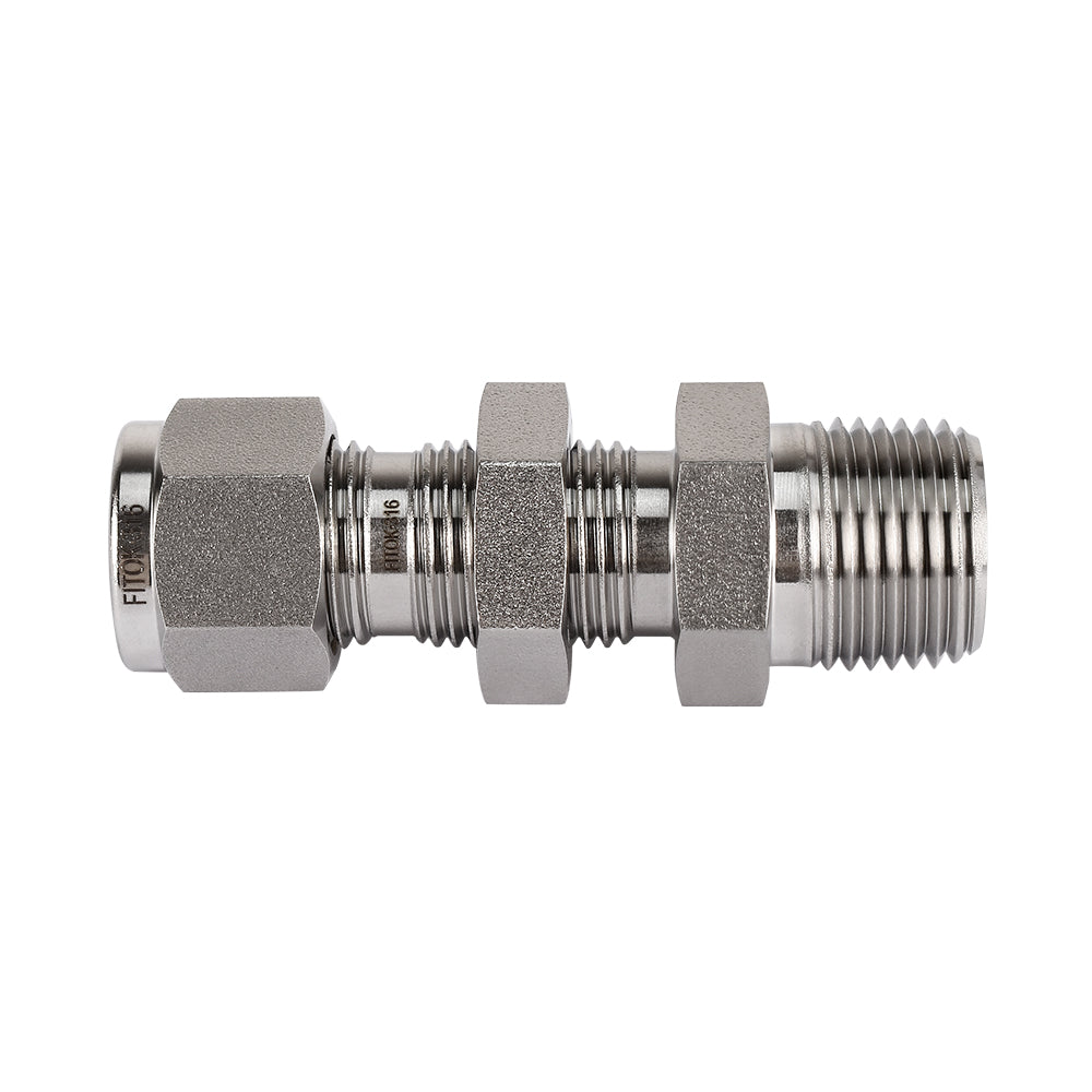 FITOK 316 Stainless Steel Bulkhead Connector Tube OD x Male NPT Compression Fitting
