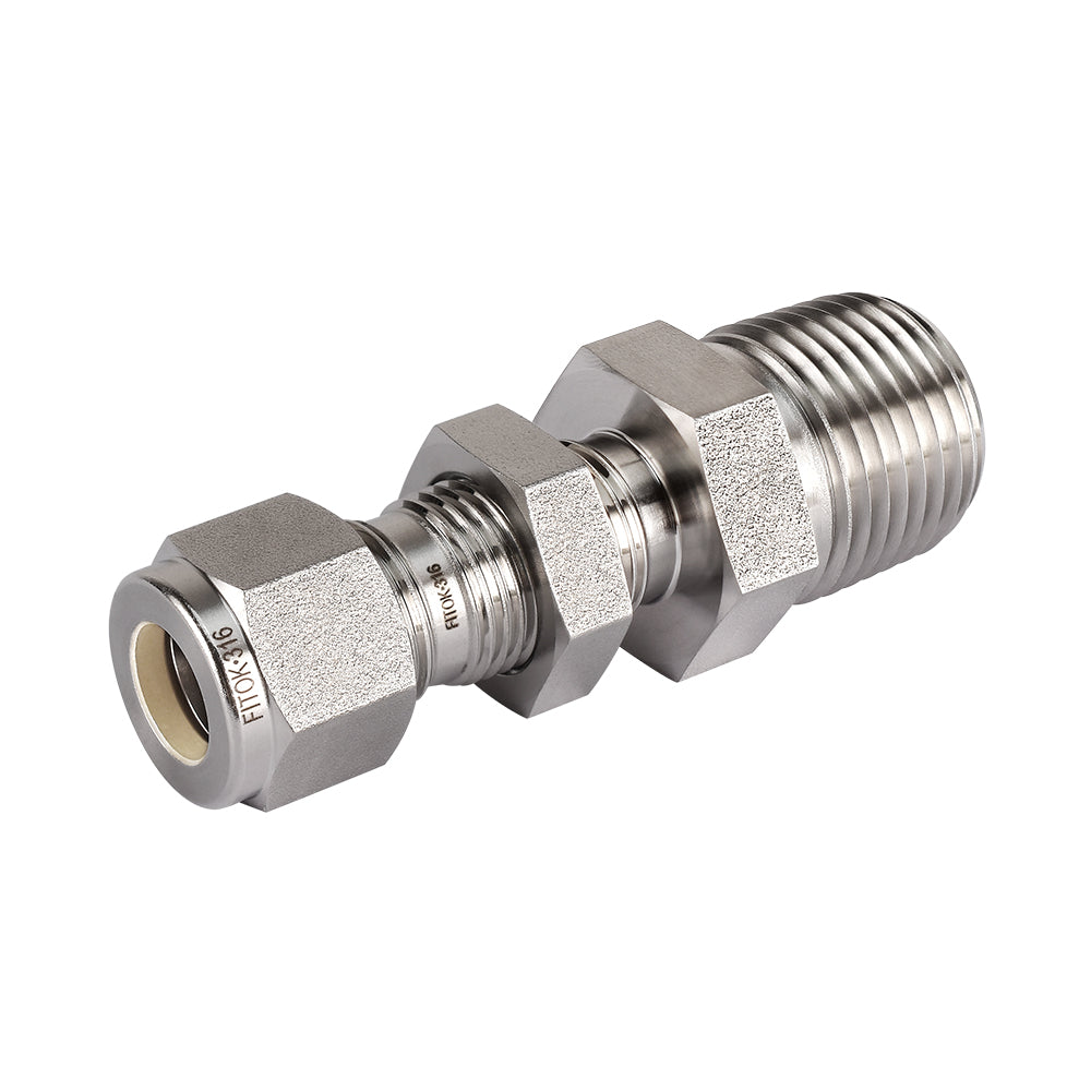 FITOK 316 Stainless Steel Bulkhead Connector Tube OD x Male NPT Compression Fitting