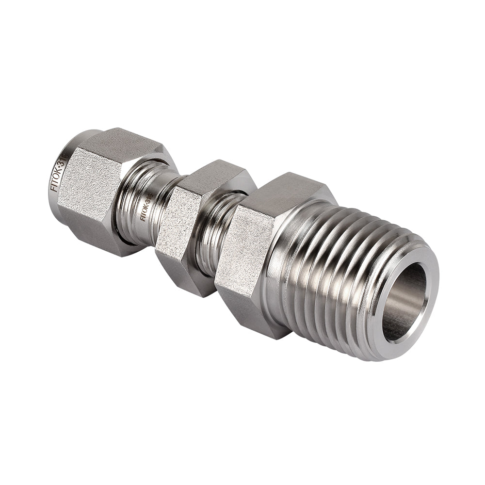 FITOK 316 Stainless Steel Bulkhead Connector Tube OD x Male NPT Compression Fitting