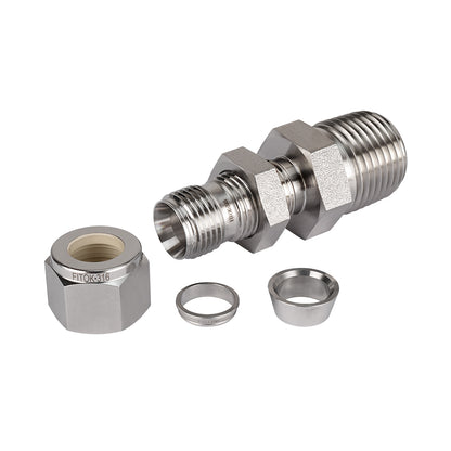 FITOK 316 Stainless Steel Bulkhead Connector Tube OD x Male NPT Compression Fitting