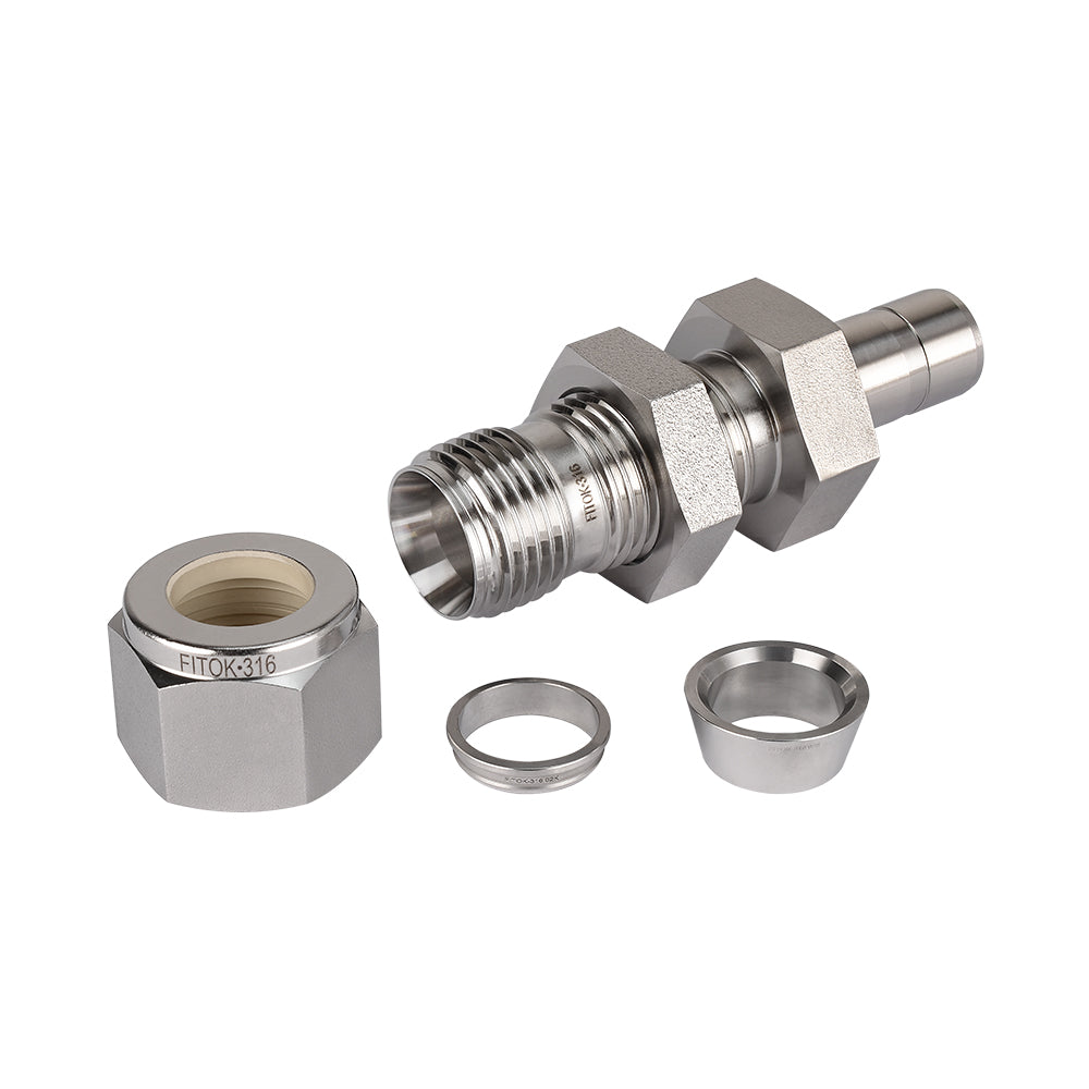 FITOK 316 Stainless Steel Bulkhead Reducer Tube OD x Tube Stub Compression Fitting