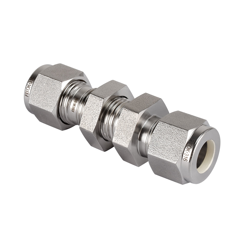 FITOK 316 Stainless Steel Bulkhead Union Tube OD x Tube OD Compression Fitting