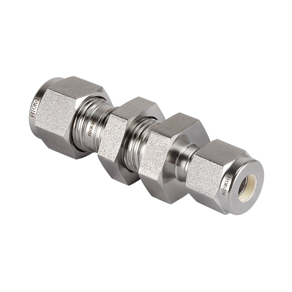 FITOK 316 Stainless Steel Bulkhead Union Tube OD x Tube OD Compression Fitting