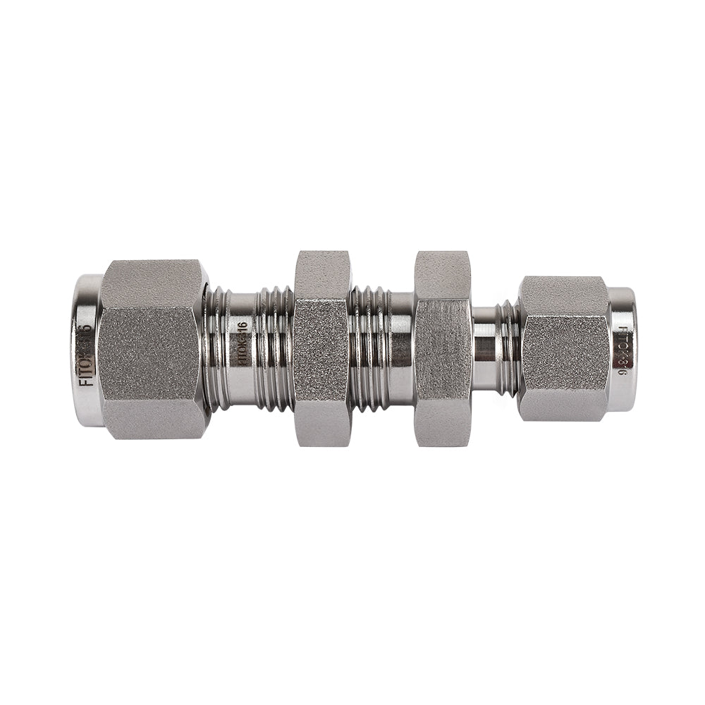 FITOK 316 Stainless Steel Bulkhead Union Tube OD x Tube OD Compression Fitting